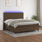 Boxspring Met Matras En Led Stof Donkerbruin 160 x 200 cm Effen ontwerp