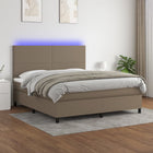 Boxspring Met Matras En Led Stof Taupe 160 x 200 cm Effen ontwerp