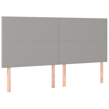 Boxspring met matras en LED stof lichtgrijs 180x200 cm 180 x 200 cm Effen ontwerp