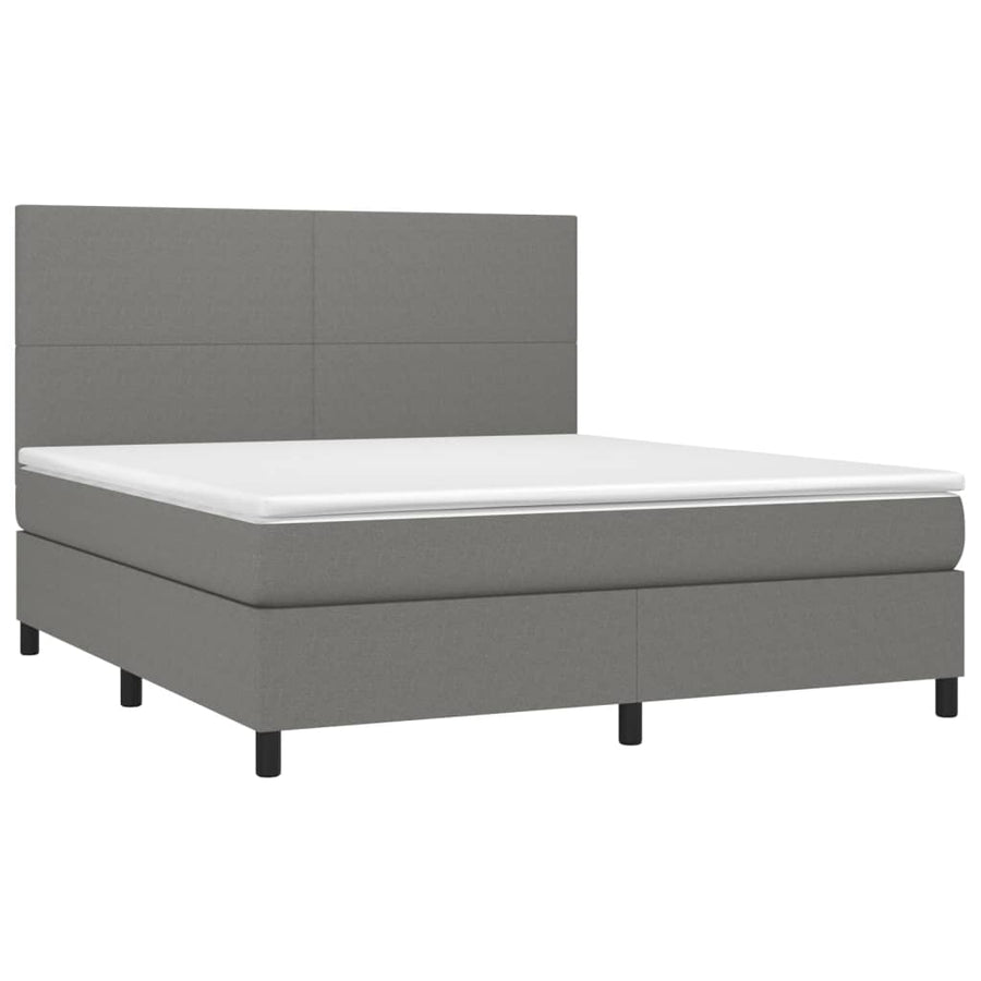 Boxspring Met Matras En Led Stof Donkergrijs 180 x 200 cm Effen ontwerp