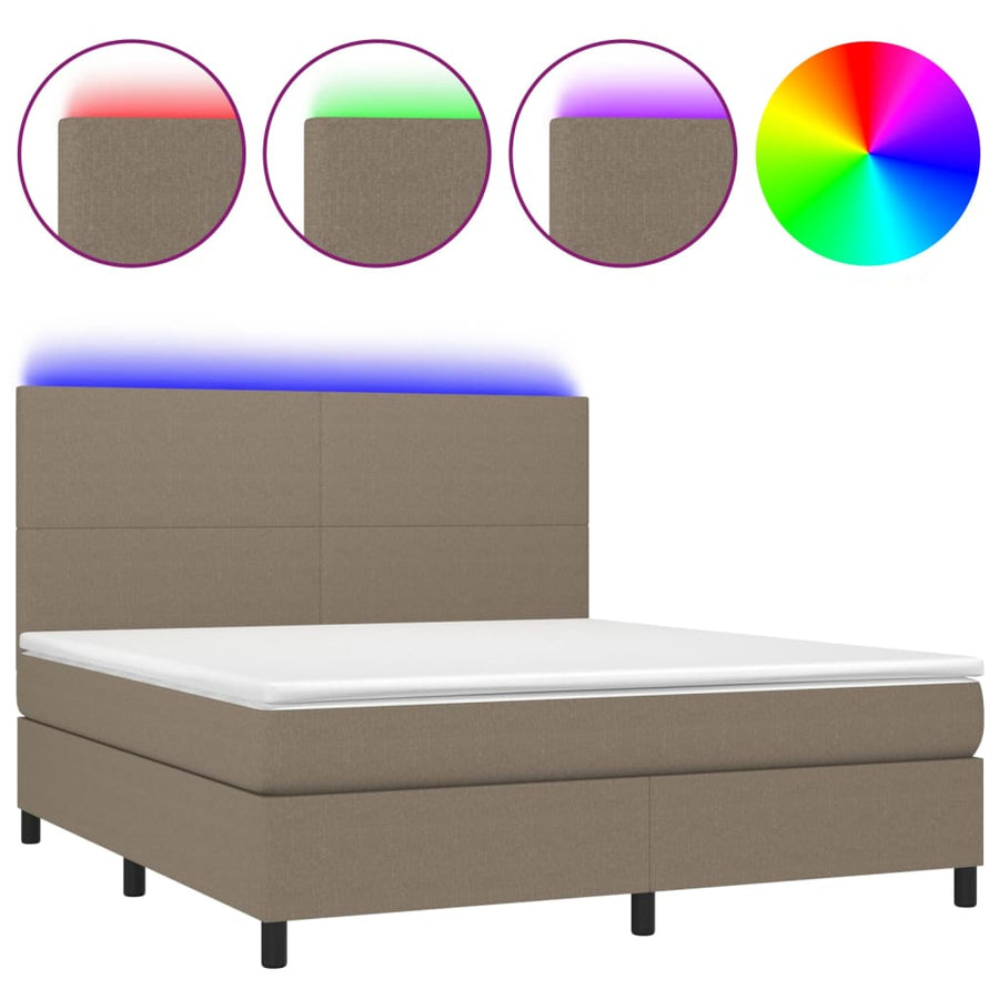 Boxspring met matras en LED stof taupe 180x200 cm 180 x 200 cm Taupe