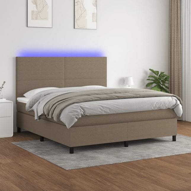 Boxspring met matras en LED stof taupe 180x200 cm 180 x 200 cm Taupe