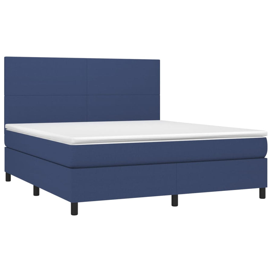 Boxspring Met Matras En Led Stof Blauw 180 x 200 cm Effen ontwerp