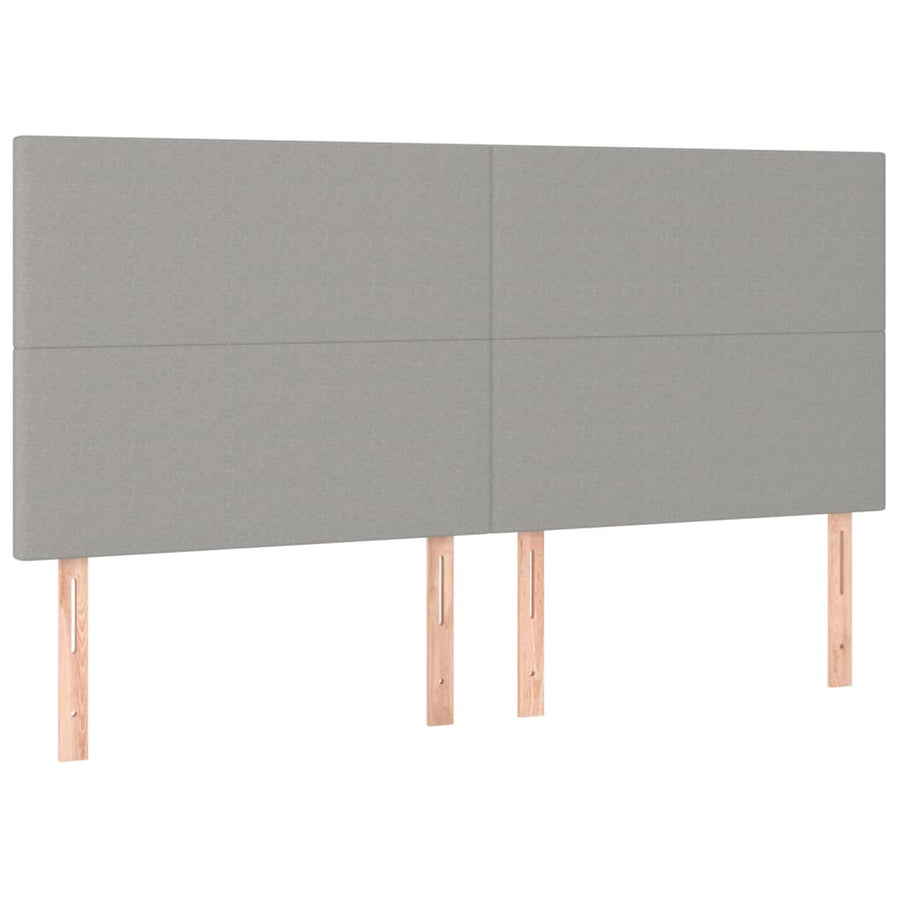 Boxspring met matras en LED stof lichtgrijs 200x200 cm 200 x 200 cm Lichtgrijs