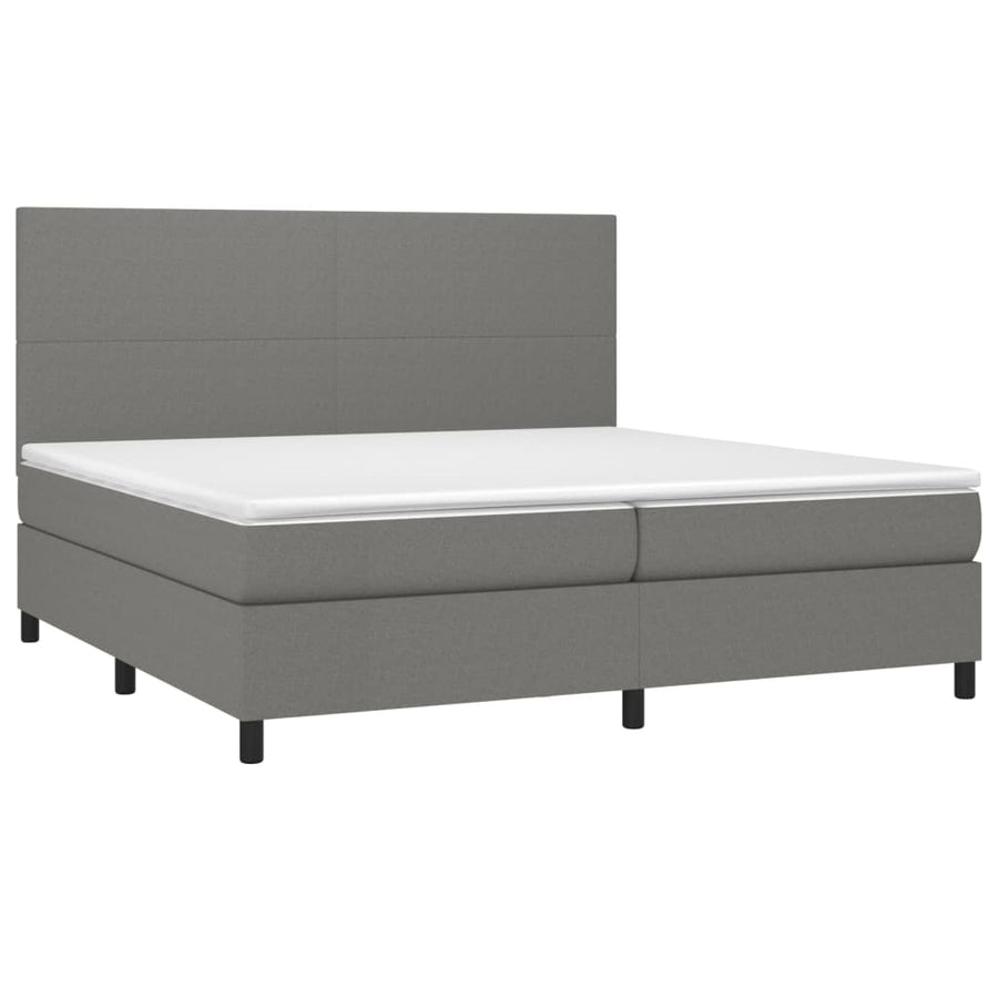 Boxspring Met Matras En Led Stof Donkergrijs 200 x 200 cm Effen ontwerp