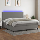 Boxspring met matras en LED 200x200 cm donkergrijs