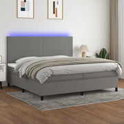 Boxspring met matras en LED 200x200 cm donkergrijs