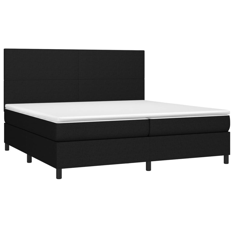 Boxspring Met Matras En Led Stof Zwart 200 x 200 cm Effen ontwerp