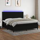 Box spring with mattress and black LED fabric 200x200 cm
