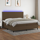 Boxspring 200x200 cm donkerbruin met matras en LED