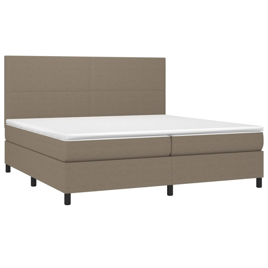 Boxspring Met Matras En Led Stof Taupe 200X200 Cm Taupe 200 x 200 cm Effen ontwerp