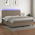 Boxspring 200x200 cm taupe met matras en LED