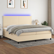 Boxspring 200x200 cm crèmekleurig met matras en LED