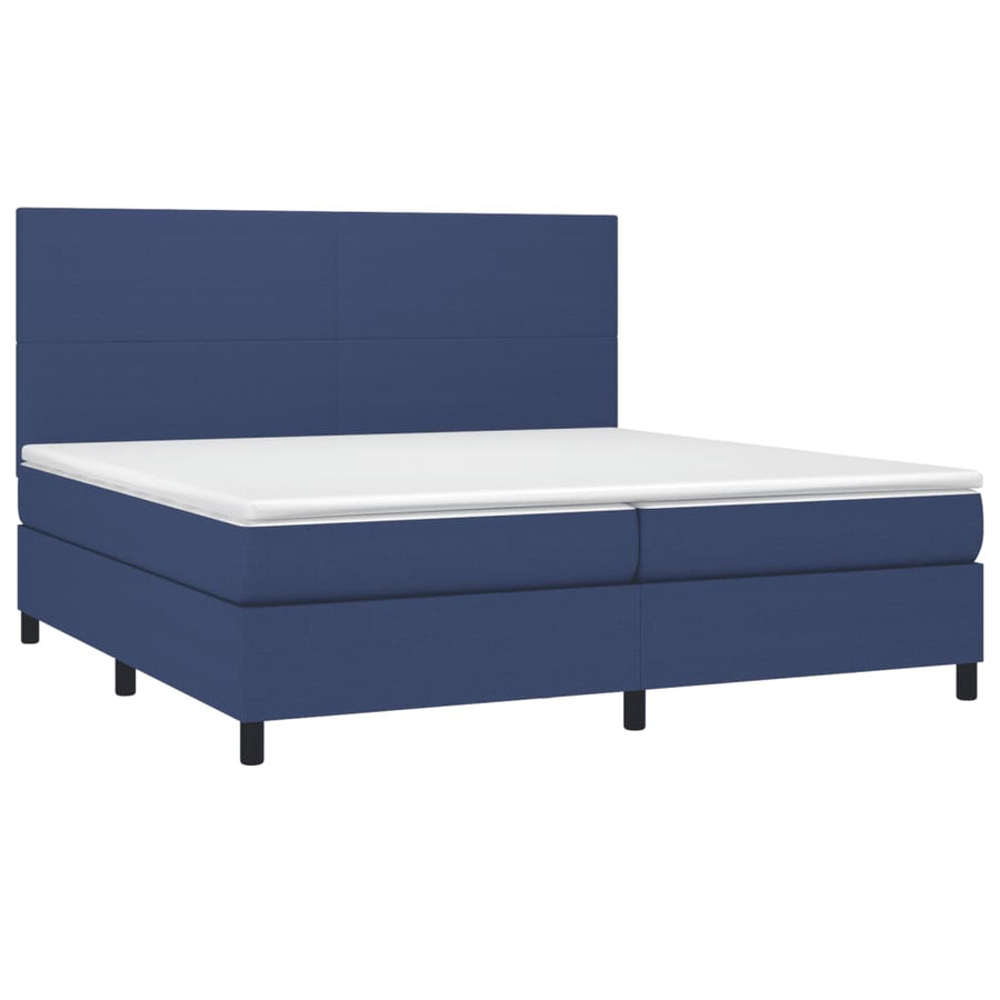 Boxspring Met Matras En Led Stof Blauw 200 x 200 cm Effen ontwerp
