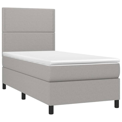 Boxspring met matras en LED stof lichtgrijs 90x190 cm 90 x 190 cm Lichtgrijs