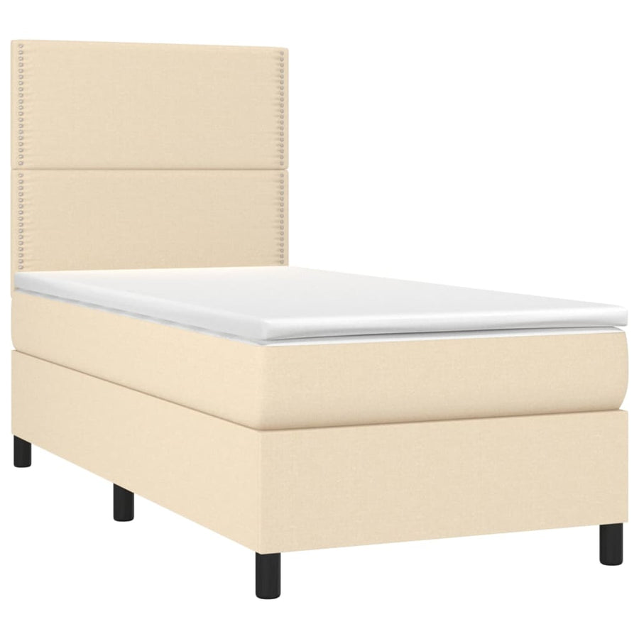 Boxspring met matras en LED stof crèmekleurig 90x190 cm 90 x 190 cm Crème