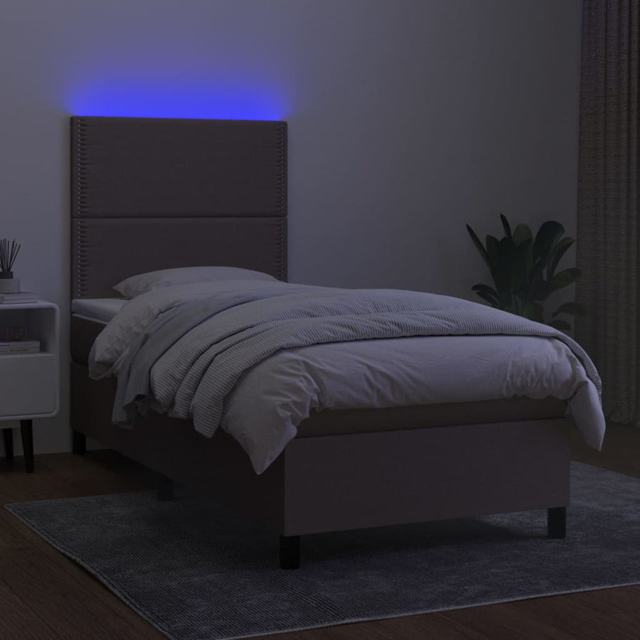 Boxspring met matras en LED stof taupe 80x200 cm 90 x 200 cm Taupe