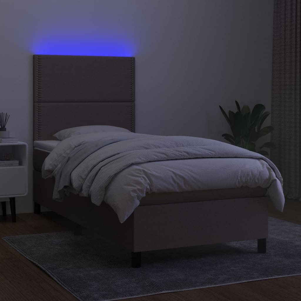 Boxspring met matras en LED stof taupe 100x200 cm 100 x 200 cm Taupe