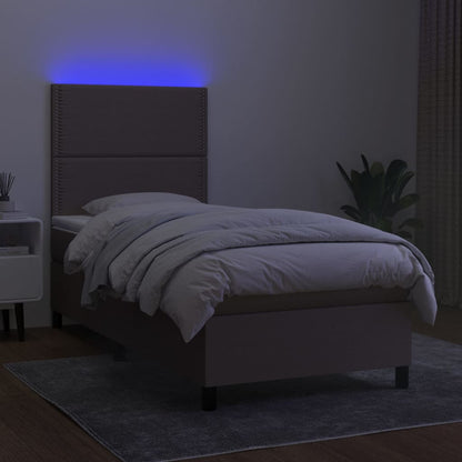 Boxspring met matras en LED stof taupe 100x200 cm 100 x 200 cm Taupe