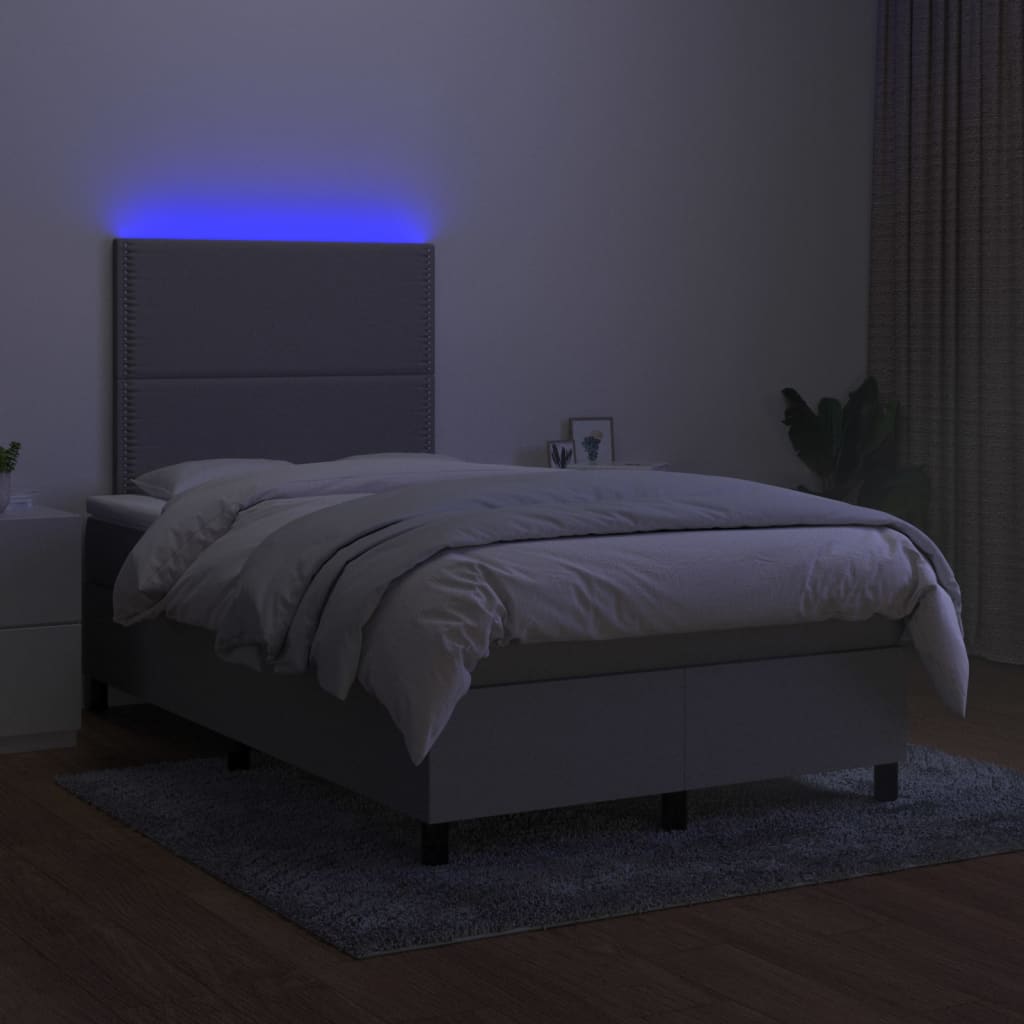Boxspring met matras en LED stof lichtgrijs 120x200 cm 120 x 200 cm Lichtgrijs