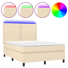 Boxspring met matras en LED stof crèmekleurig 140x190 cm 140 x 190 cm Crème