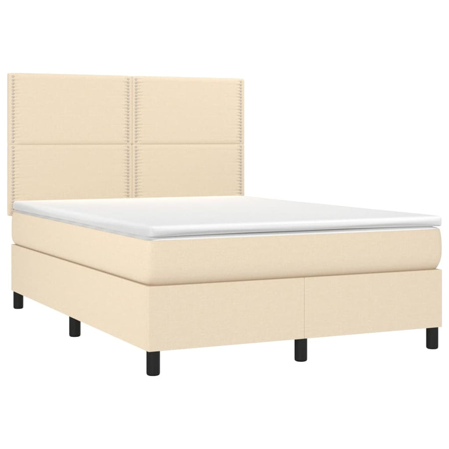 Boxspring met matras en LED stof crèmekleurig 140x190 cm 140 x 190 cm Crème