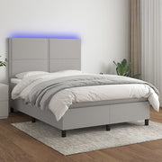 Boxspring 140x200 cm lichtgrijs met matras en LED