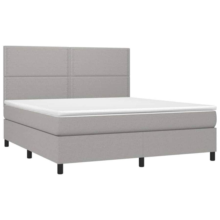 Boxspring met matras en LED stof lichtgrijs 180x200 cm 180 x 200 cm Lichtgrijs
