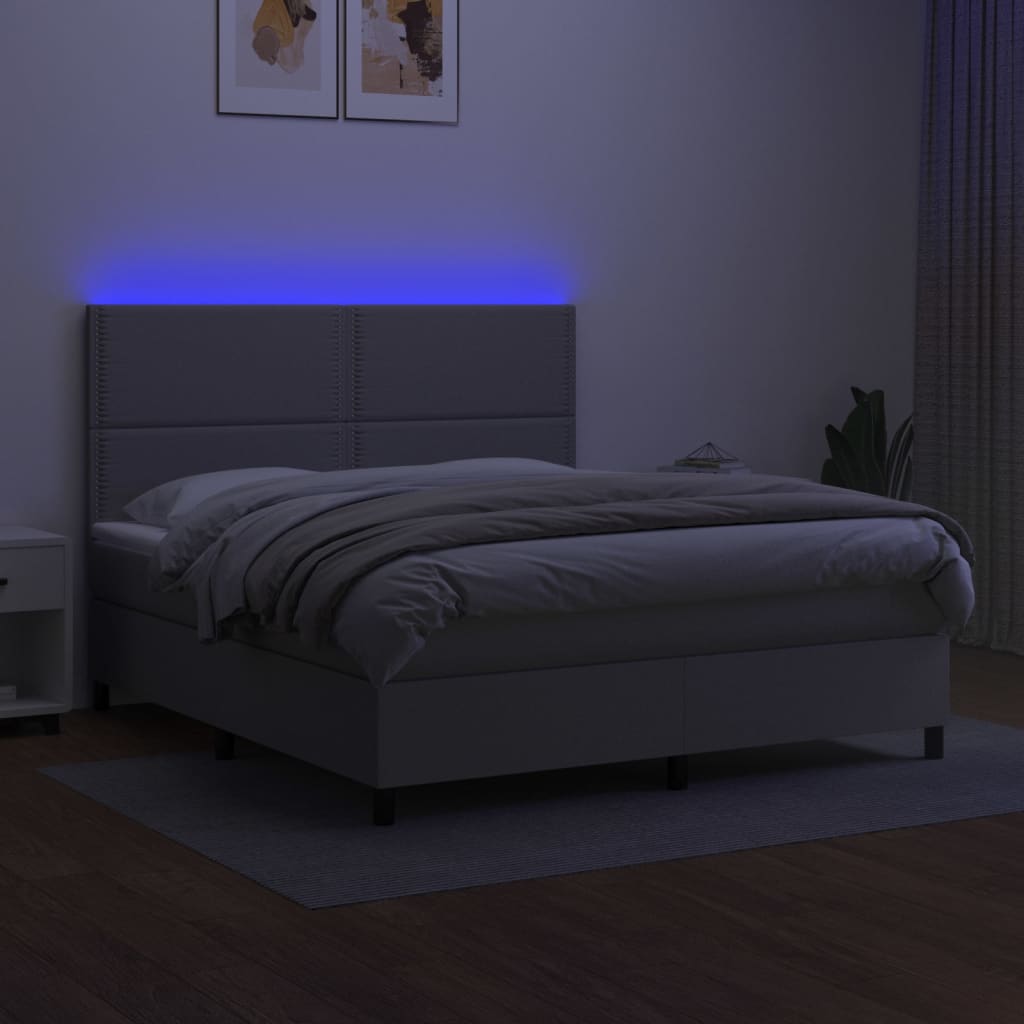 Boxspring met matras en LED stof lichtgrijs 180x200 cm 180 x 200 cm Lichtgrijs