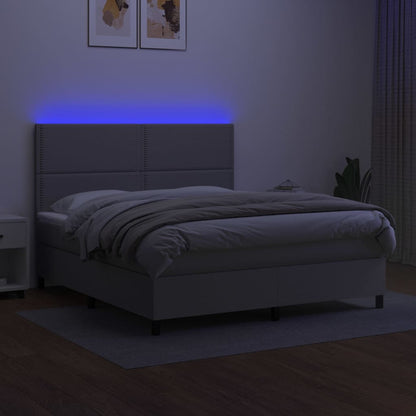 Boxspring met matras en LED stof lichtgrijs 180x200 cm 180 x 200 cm Lichtgrijs