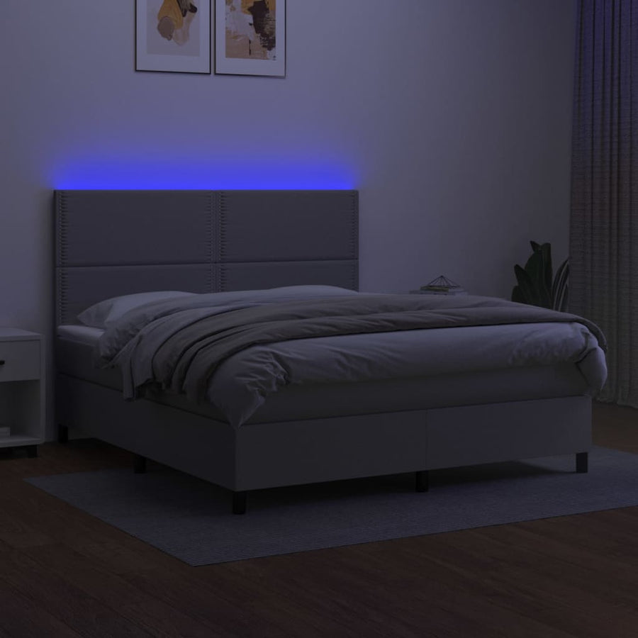 Boxspring met matras en LED stof lichtgrijs 180x200 cm 180 x 200 cm Lichtgrijs