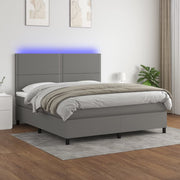 Boxspring 180x200 cm donkergrijs met matras en LED