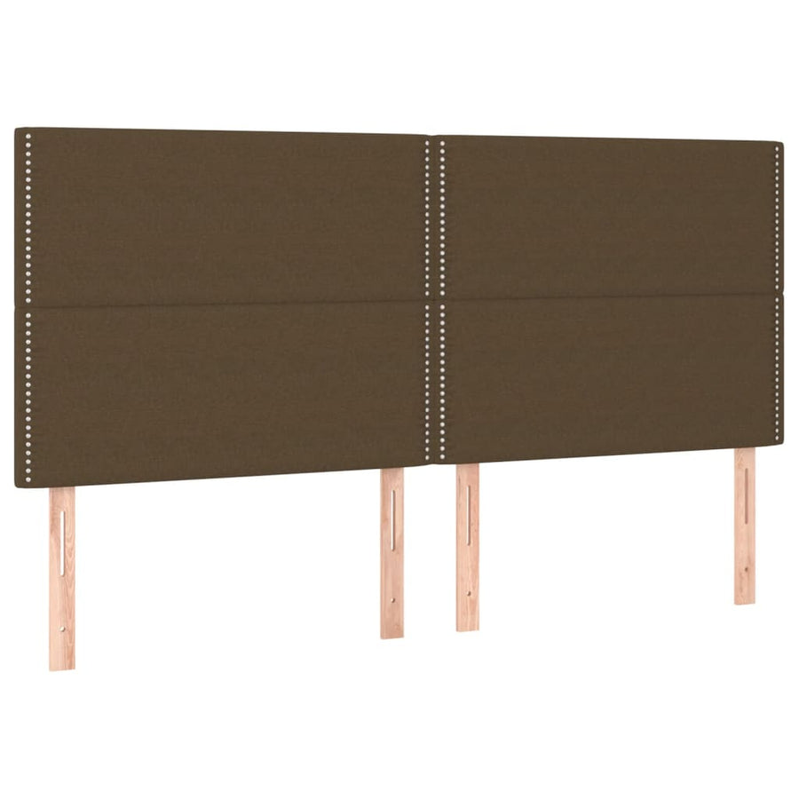 Boxspring met matras en LED stof donkerbruin 180x200 cm 180 x 200 cm Effen met spijkers