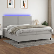 Boxspring 200x200 cm lichtgrijs met matras en led