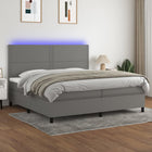 Boxspring 200x200 cm donkergrijs met matras en LED