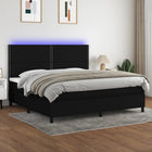 Boxspring 200x200 cm zwart met matras en LED