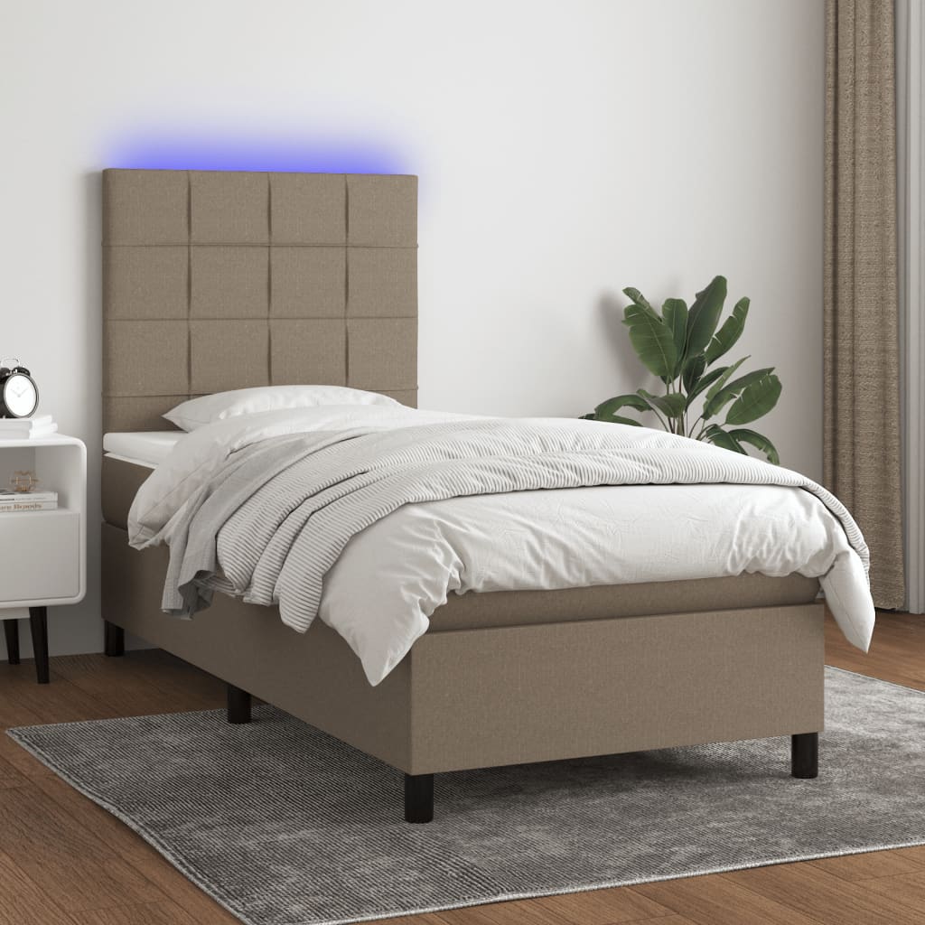 Boxspring met matras en LED stof taupe 80x200 cm 80 x 200 cm Taupe
