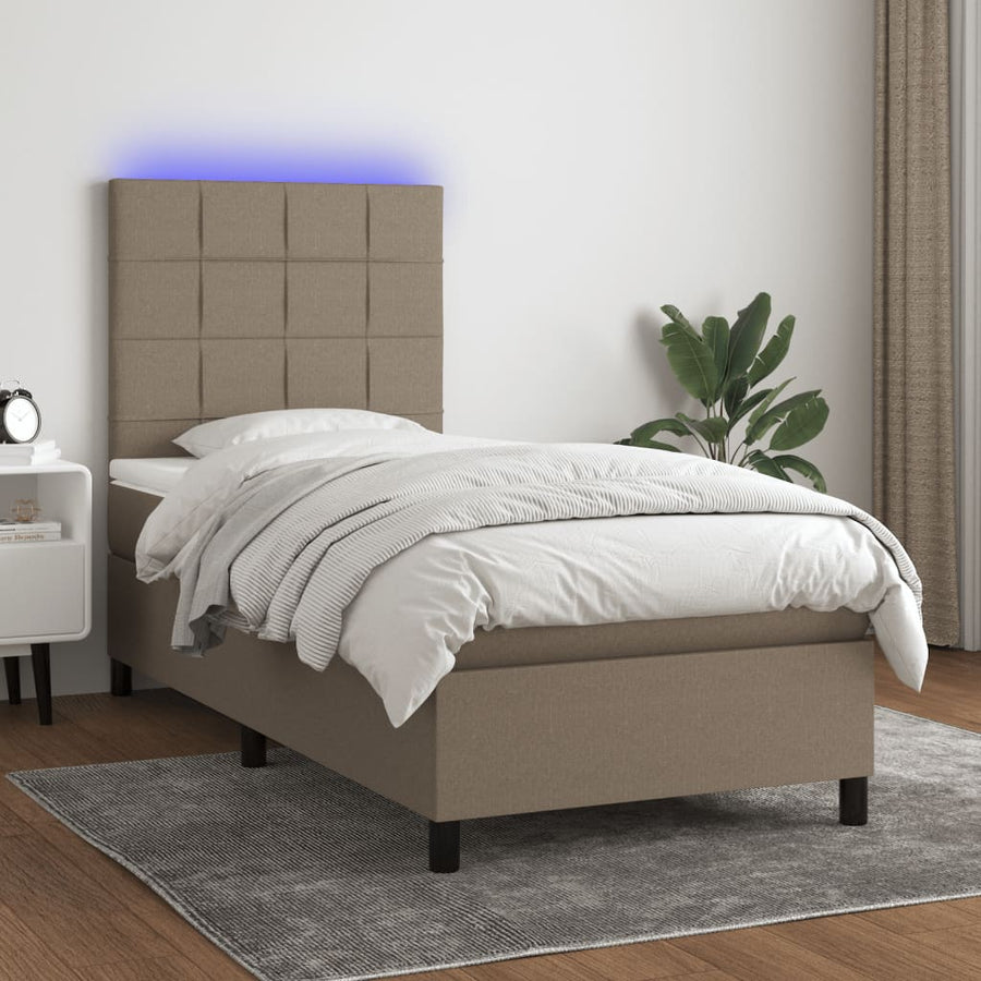 Boxspring met matras en LED stof taupe 80x200 cm 80 x 200 cm Taupe