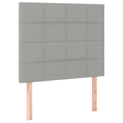 Boxspring met matras en LED stof lichtgrijs 90x200 cm 90 x 200 cm Lichtgrijs