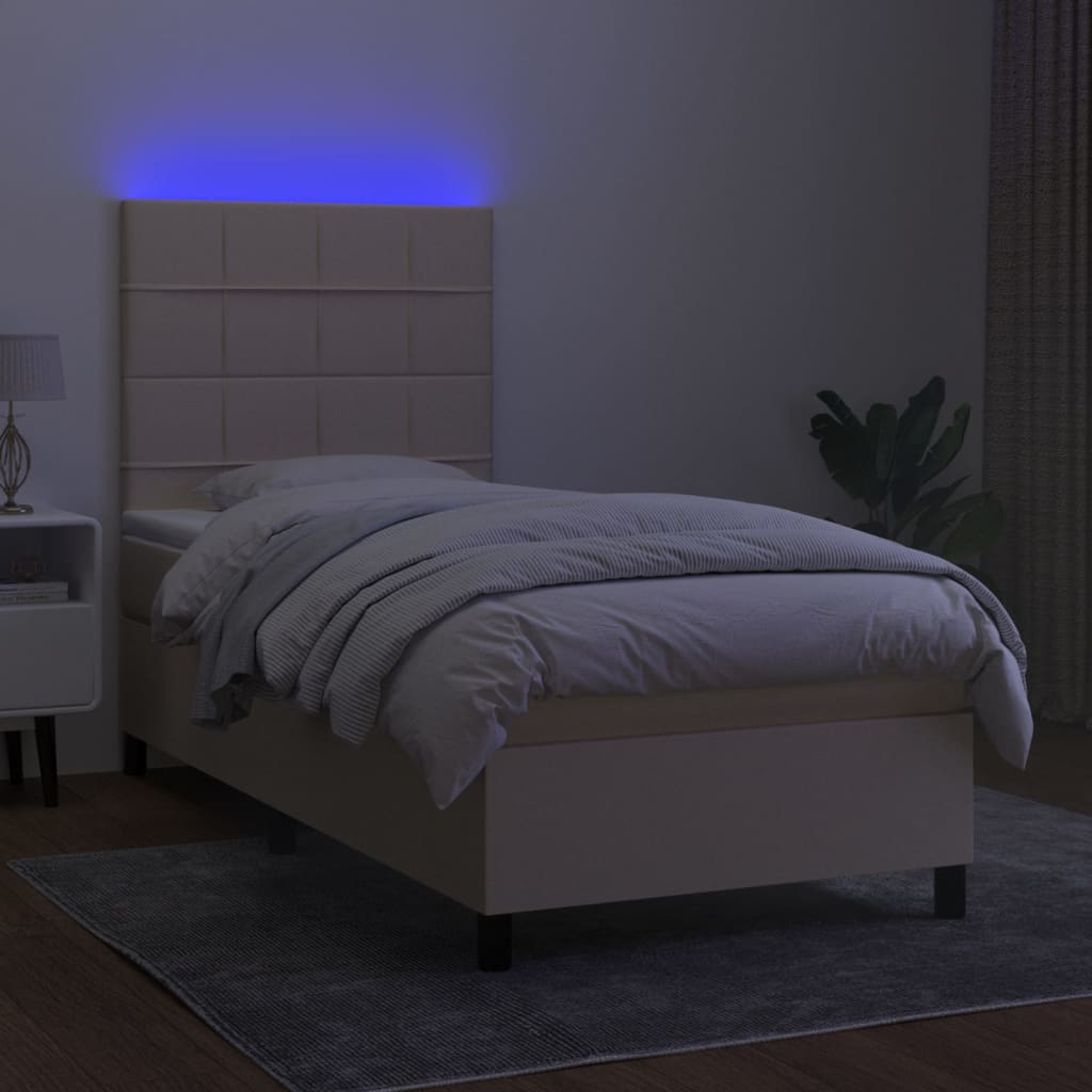 Boxspring met matras en LED stof crèmekleurig 80x200 cm 90 x 200 cm Crème