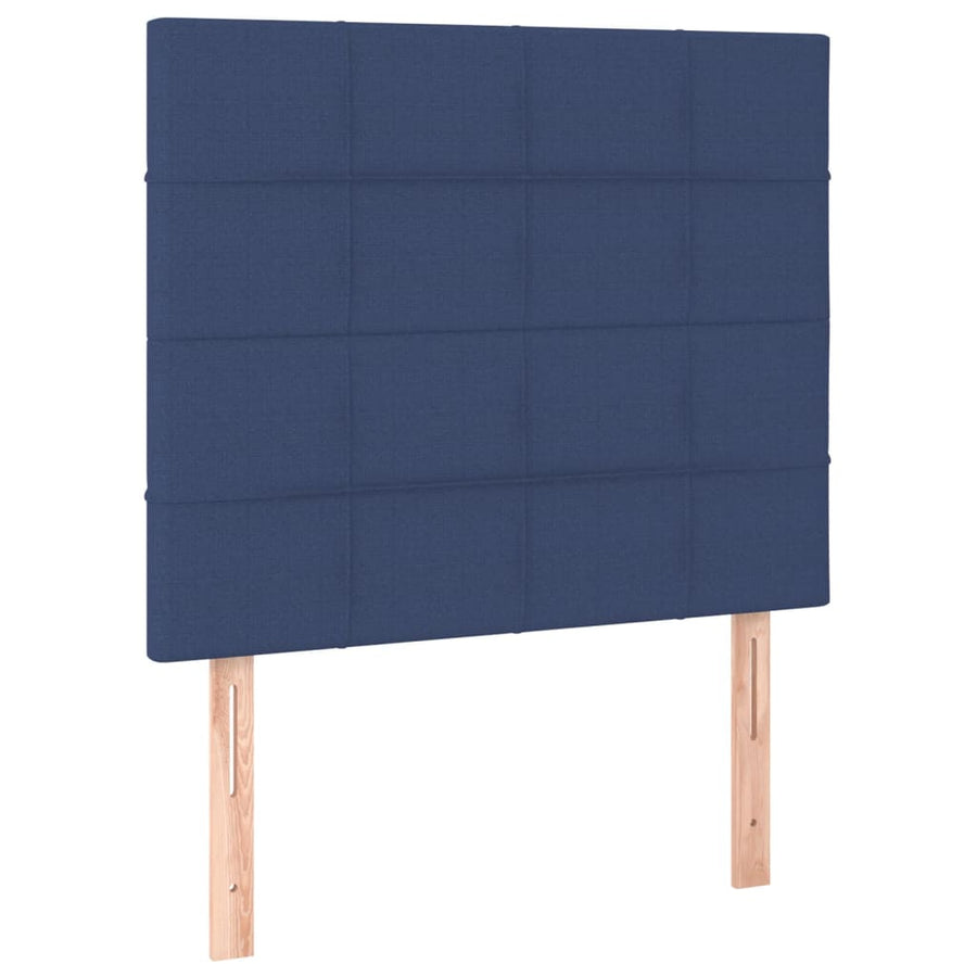 Boxspring Met Matras En Led Stof Blauw 90 x 200 cm Blok met vierkanten