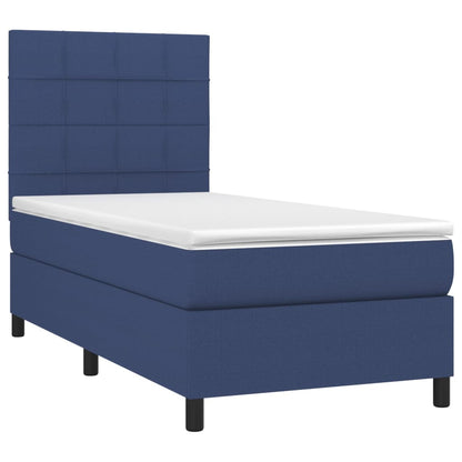 Boxspring met matras en LED stof blauw 100x200 cm