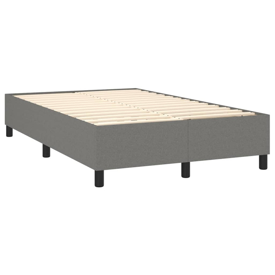 Boxspring Met Matras En Led Stof Donkergrijs 120 x 200 cm Blok met vierkanten