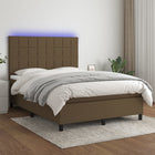 Boxspring met matras en LED stof donkerbruin 140x200 cm 140 x 200 cm Blok met vierkanten