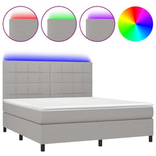 Boxspring met matras en LED stof lichtgrijs 160x200 cm 160 x 200 cm Lichtgrijs