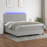 Boxspring 160x200 cm lichtgrijs met matras en LED