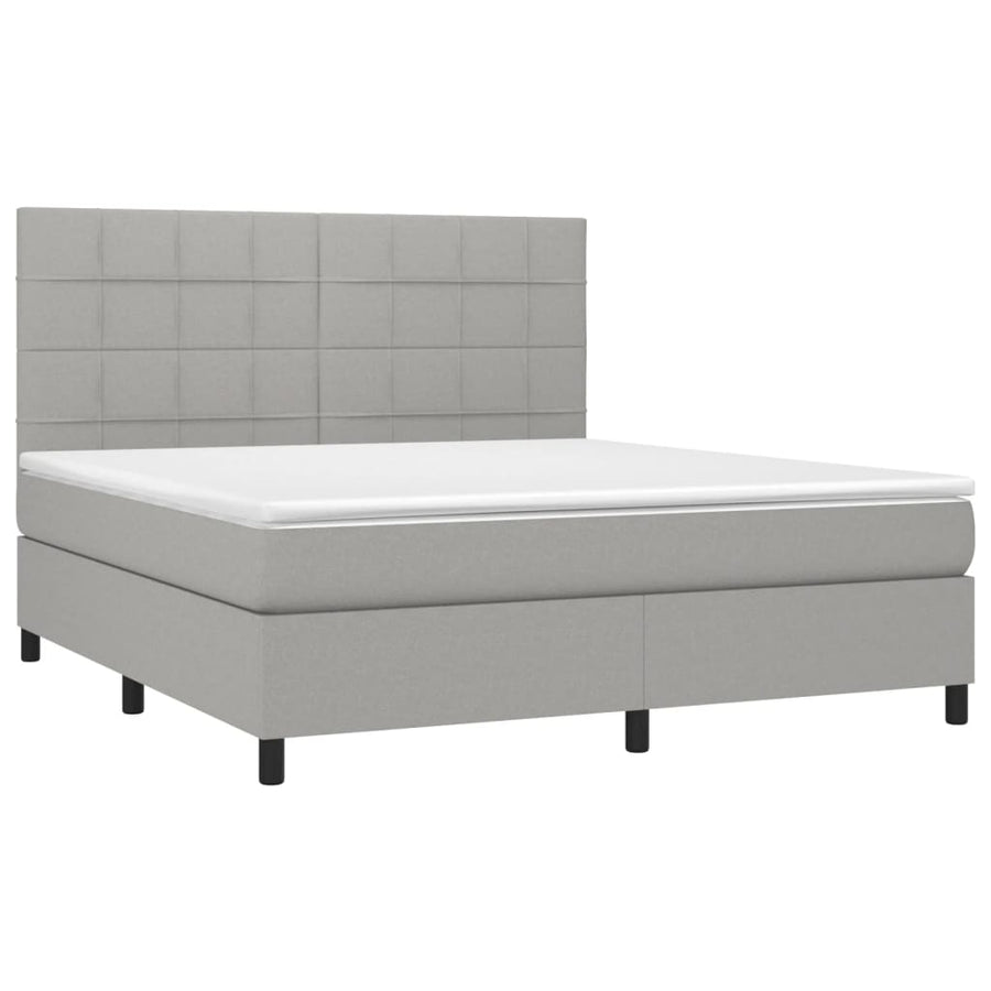 Boxspring met matras en LED stof lichtgrijs 180x200 cm 180 x 200 cm Lichtgrijs