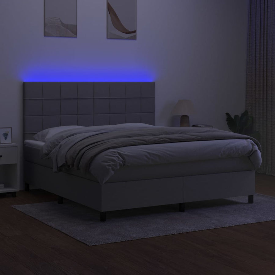 Boxspring met matras en LED stof lichtgrijs 180x200 cm 180 x 200 cm Lichtgrijs