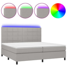 Boxspring met matras en LED stof lichtgrijs 200x200 cm 200 x 200 cm Lichtgrijs