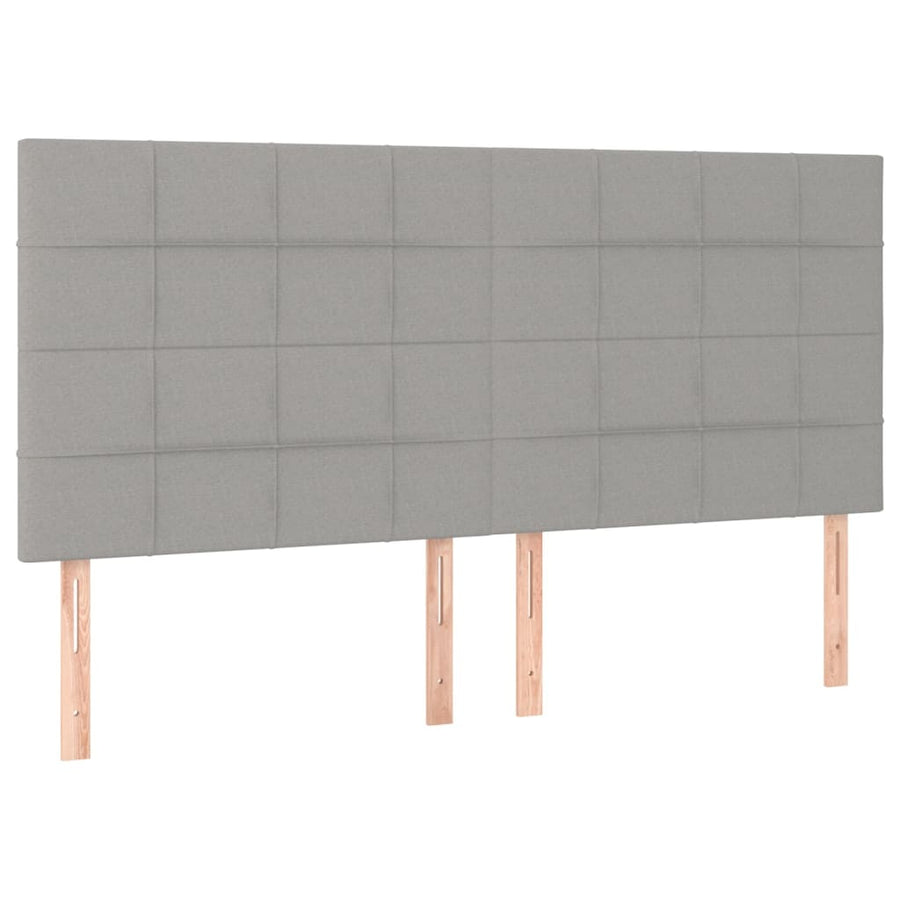 Boxspring met matras en LED stof lichtgrijs 200x200 cm 200 x 200 cm Lichtgrijs